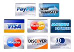 PayPal, Transferencia, Visa, Mastercard, American Express, Maestro, Discover, Diners Club